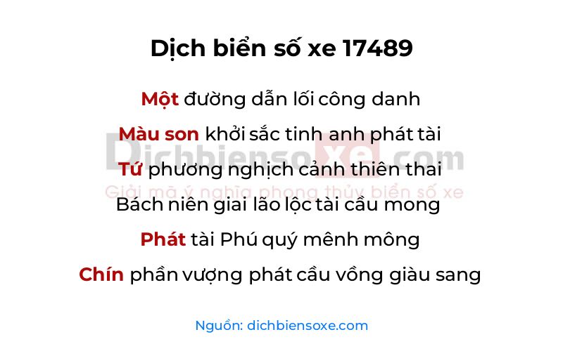 Dịch thơ biển số 17489