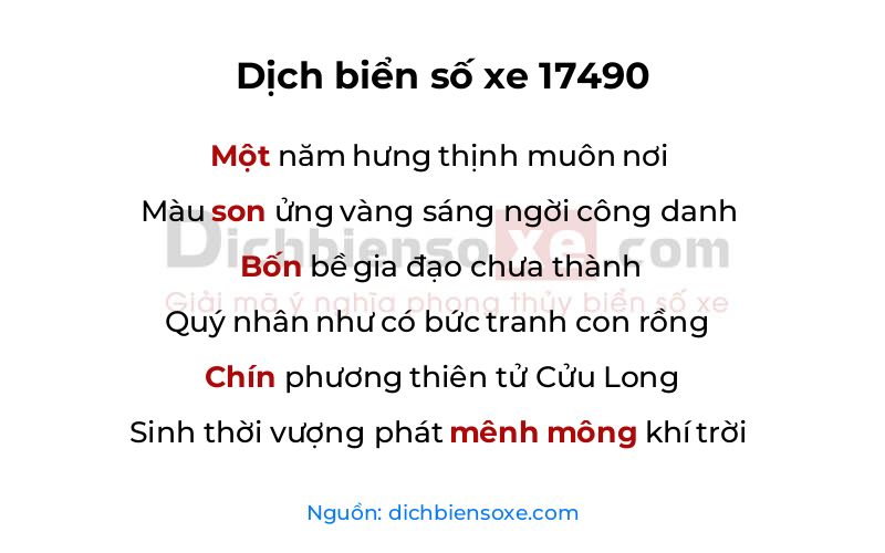 Dịch thơ biển số 17490