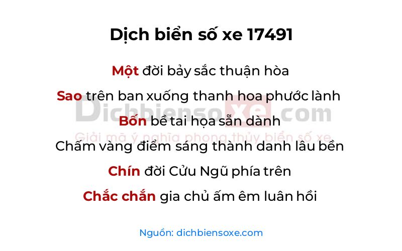 Dịch thơ biển số 17491