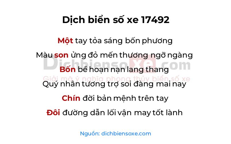 Dịch thơ biển số 17492