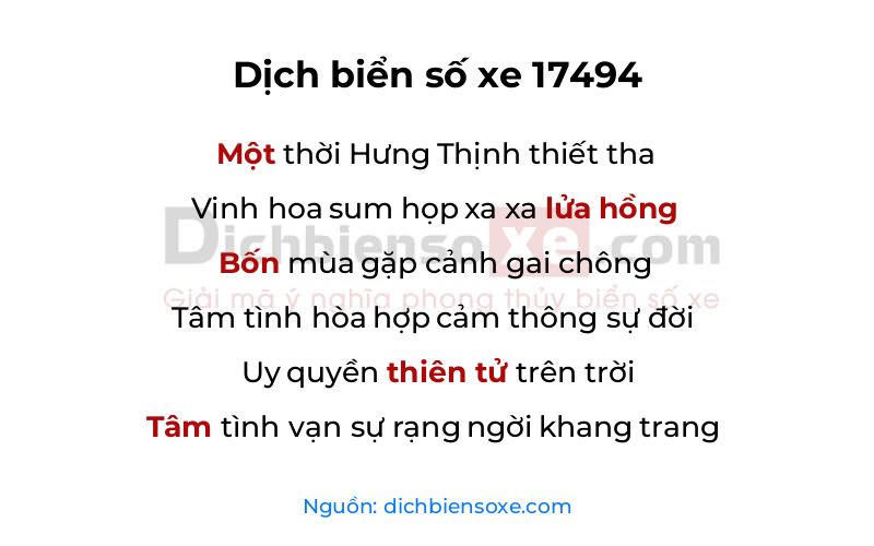 Dịch thơ biển số 17494