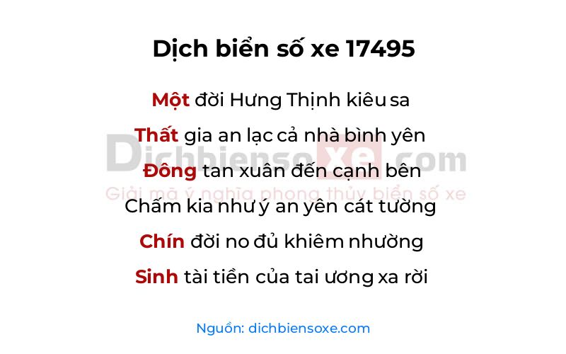 Dịch thơ biển số 17495