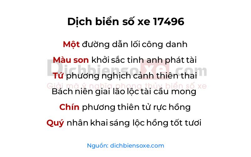 Dịch thơ biển số 17496