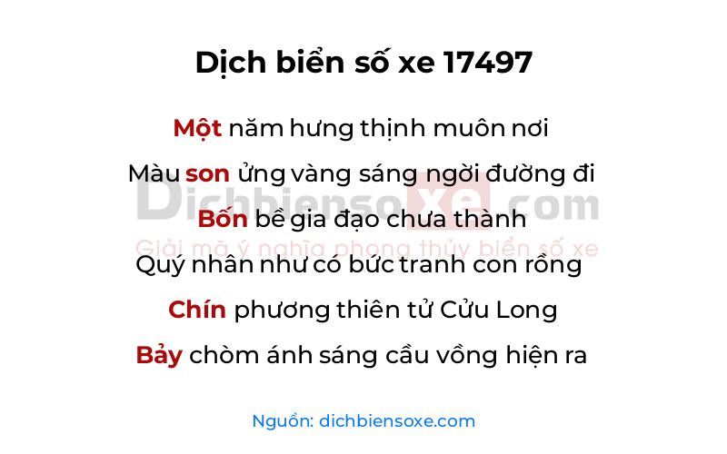 Dịch thơ biển số 17497