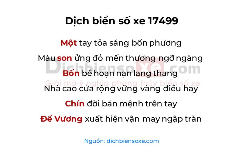 Dịch thơ biển số 17499