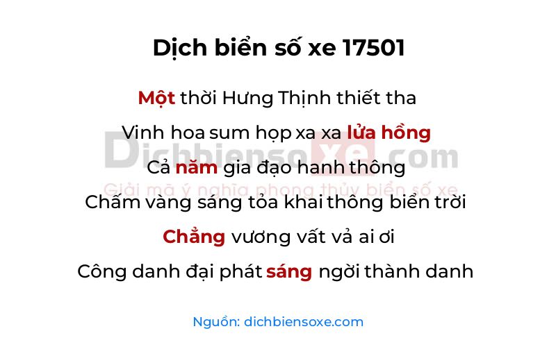 Dịch thơ biển số 17501