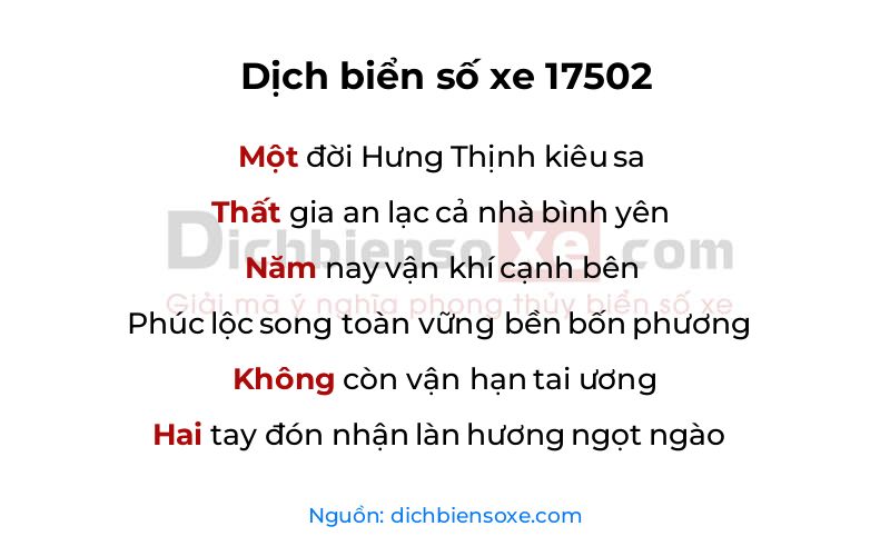 Dịch thơ biển số 17502
