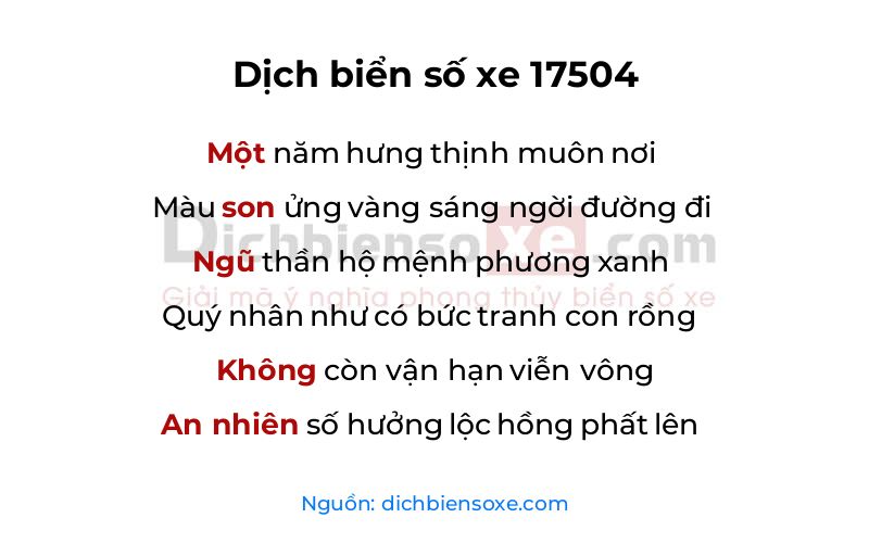 Dịch thơ biển số 17504