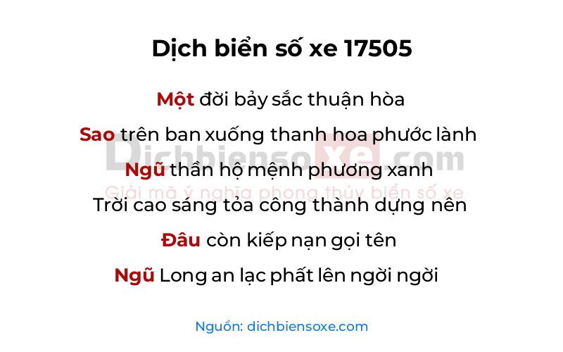 Dịch thơ biển số 17505