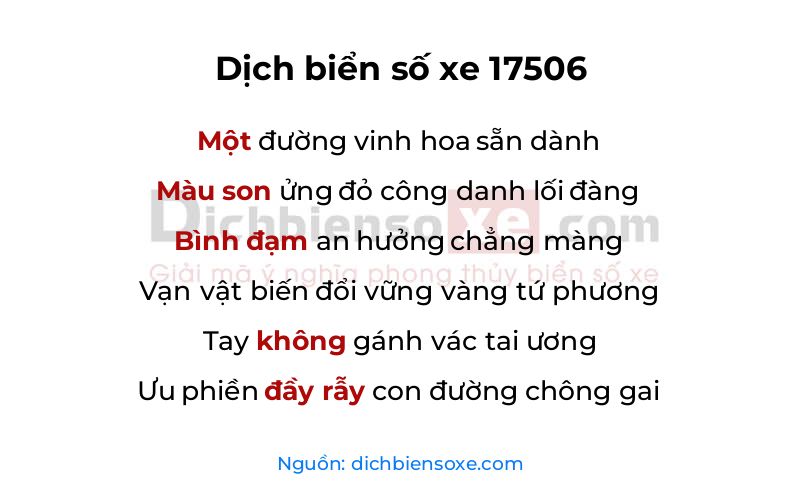 Dịch thơ biển số 17506