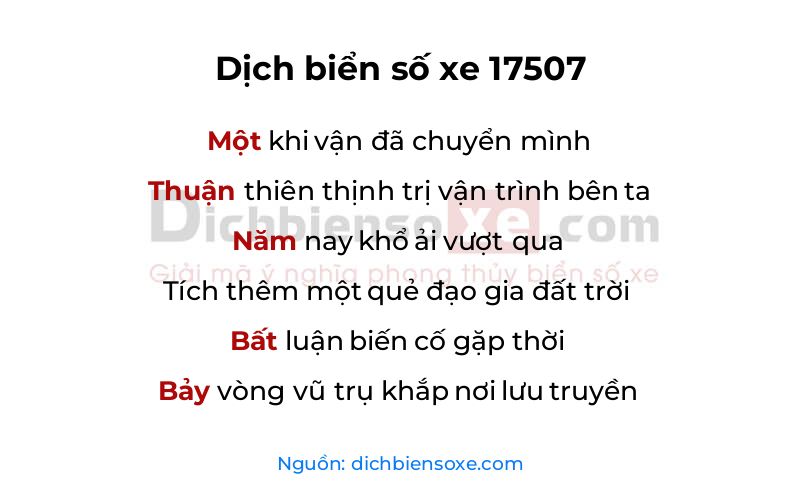 Dịch thơ biển số 17507