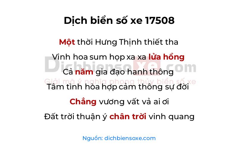 Dịch thơ biển số 17508