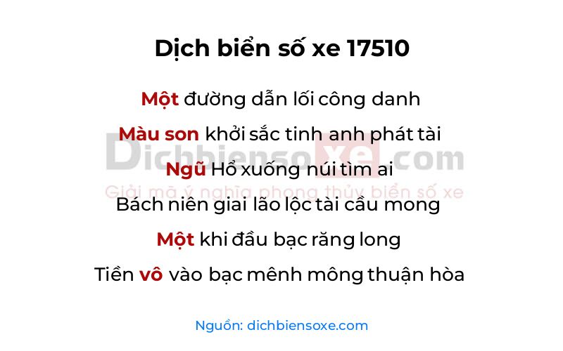 Dịch thơ biển số 17510