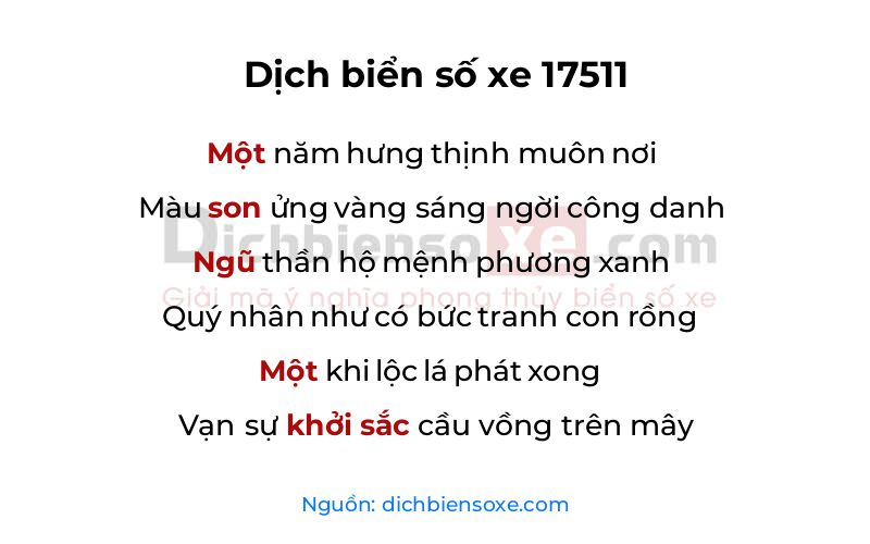 Dịch thơ biển số 17511
