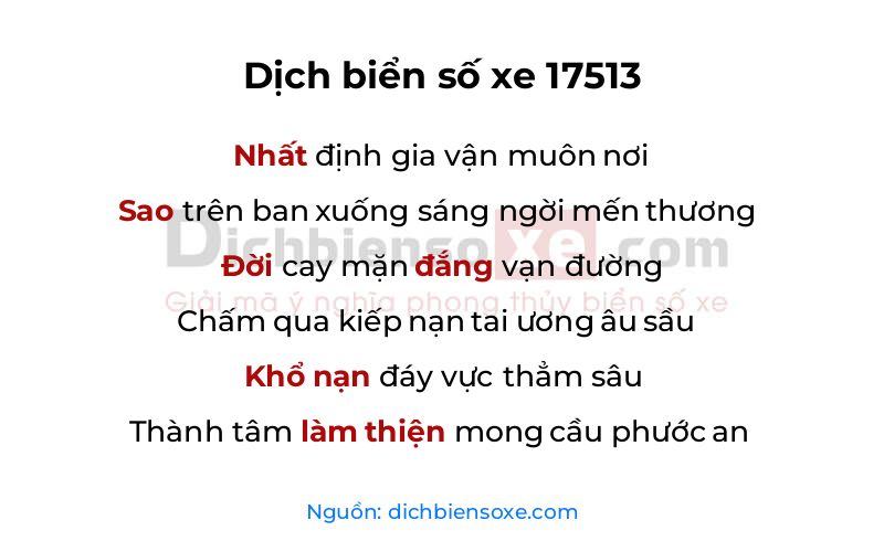 Dịch thơ biển số 17513