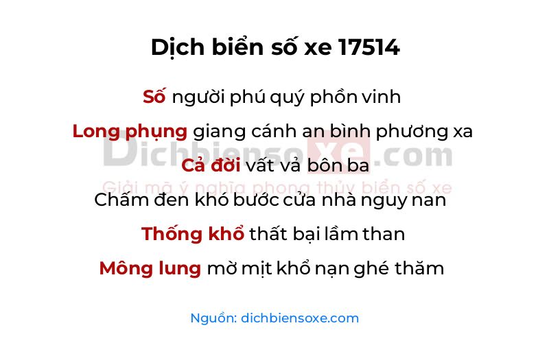 Dịch thơ biển số 17514