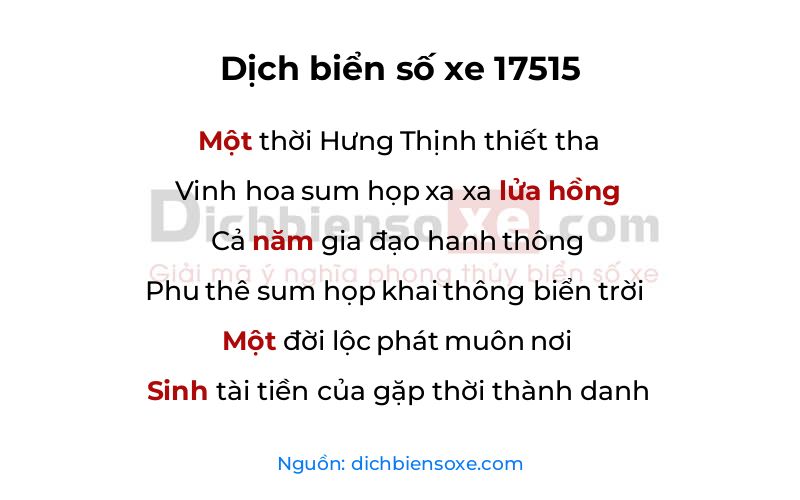 Dịch thơ biển số 17515