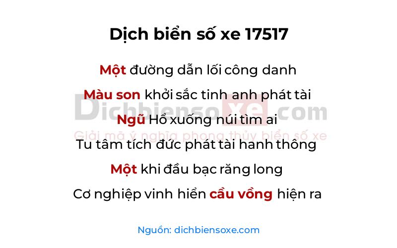 Dịch thơ biển số 17517