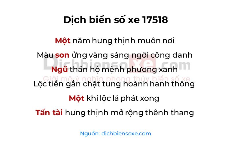Dịch thơ biển số 17518