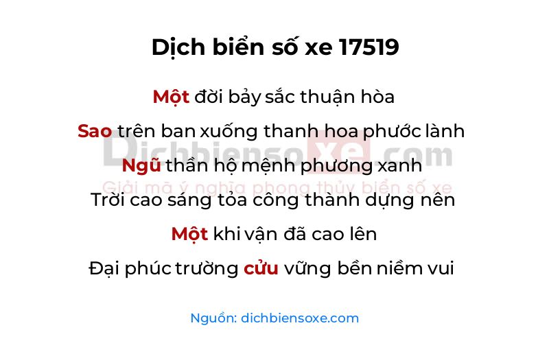 Dịch thơ biển số 17519