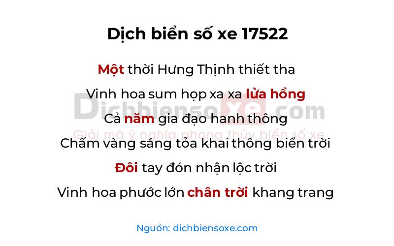 Dịch thơ biển số 17522