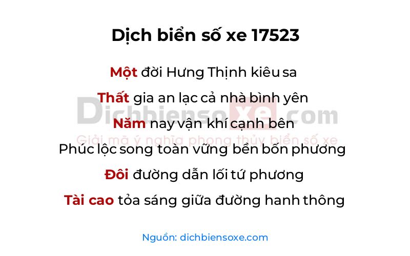 Dịch thơ biển số 17523