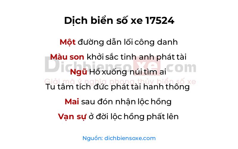 Dịch thơ biển số 17524