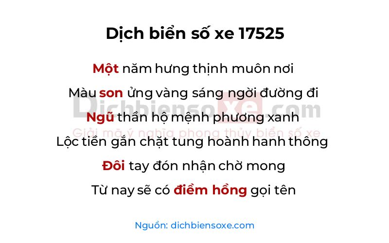 Dịch thơ biển số 17525