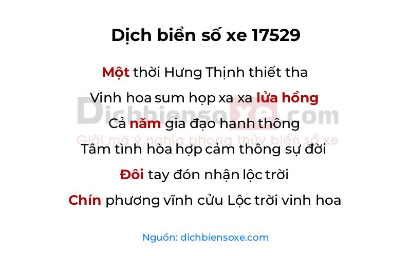 Dịch thơ biển số 17529
