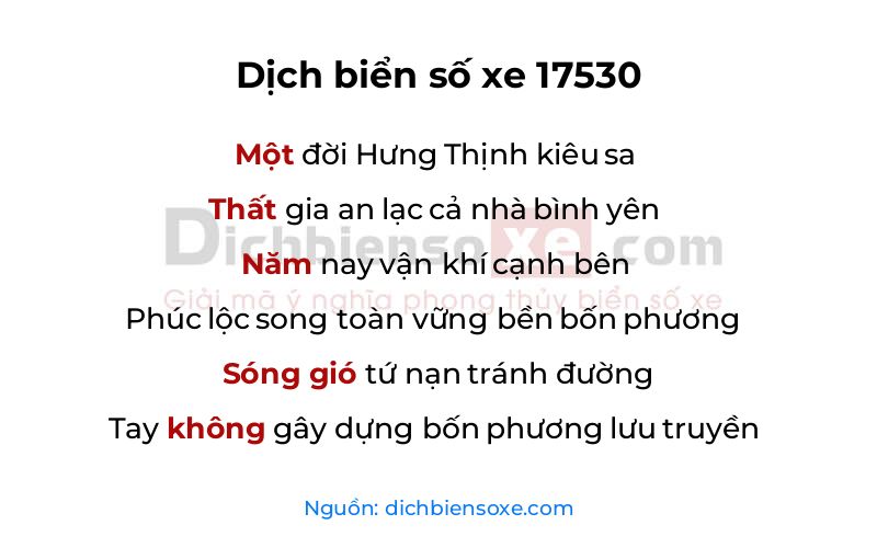 Dịch thơ biển số 17530