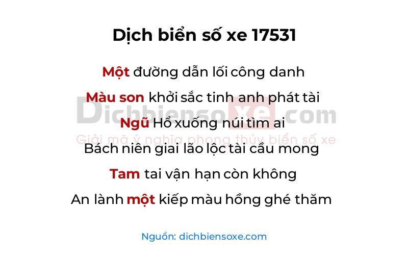 Dịch thơ biển số 17531