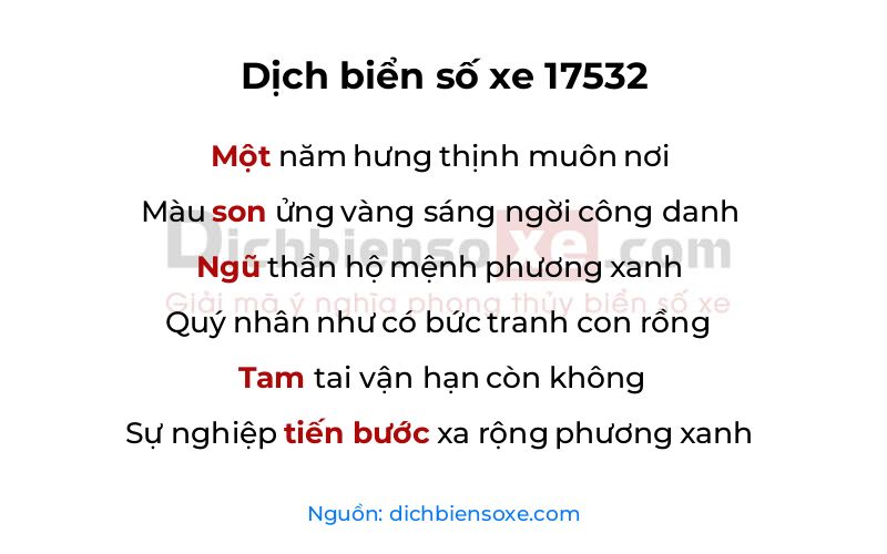 Dịch thơ biển số 17532