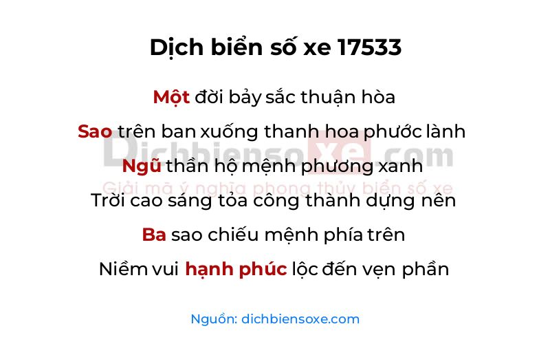 Dịch thơ biển số 17533