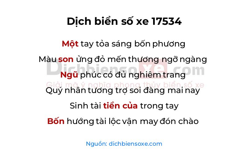 Dịch thơ biển số 17534