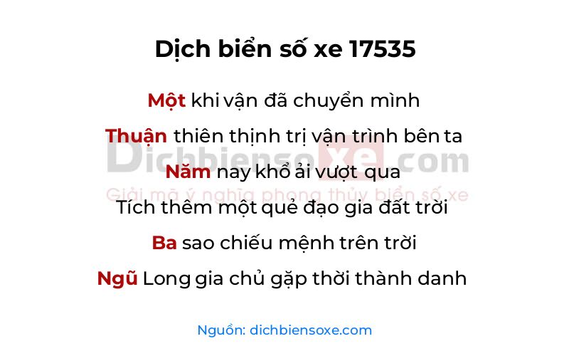 Dịch thơ biển số 17535
