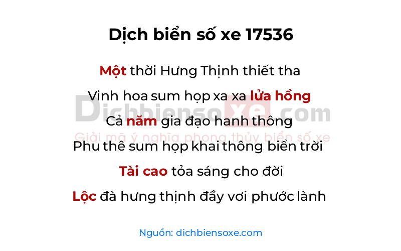 Dịch thơ biển số 17536