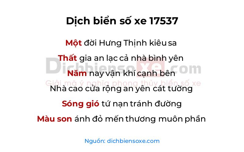 Dịch thơ biển số 17537