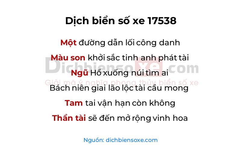 Dịch thơ biển số 17538