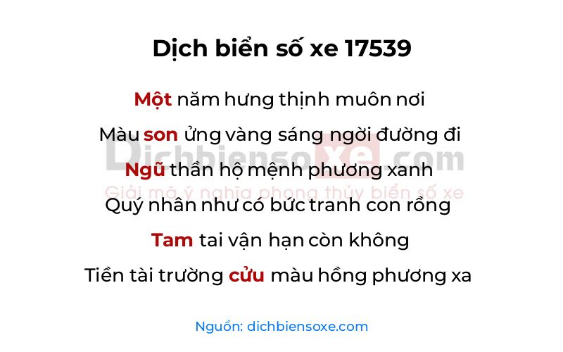 Dịch thơ biển số 17539