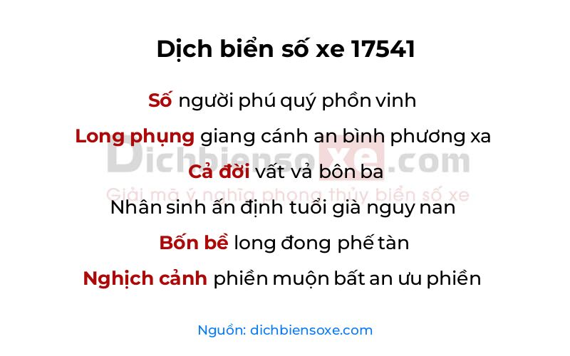 Dịch thơ biển số 17541