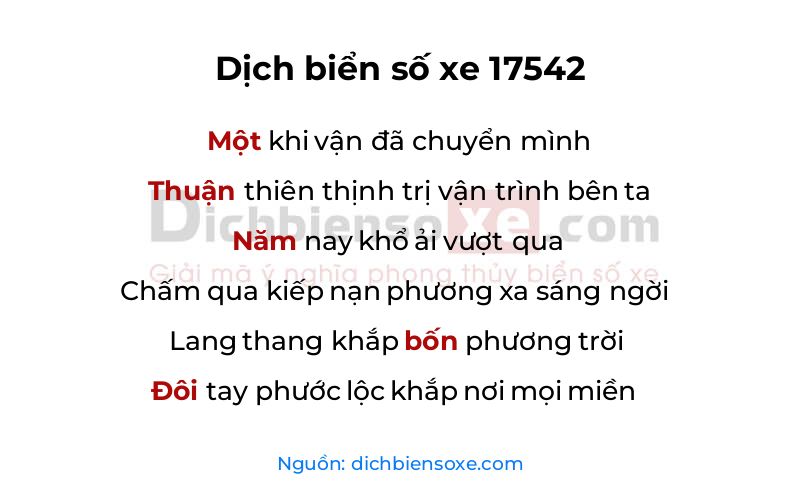 Dịch thơ biển số 17542