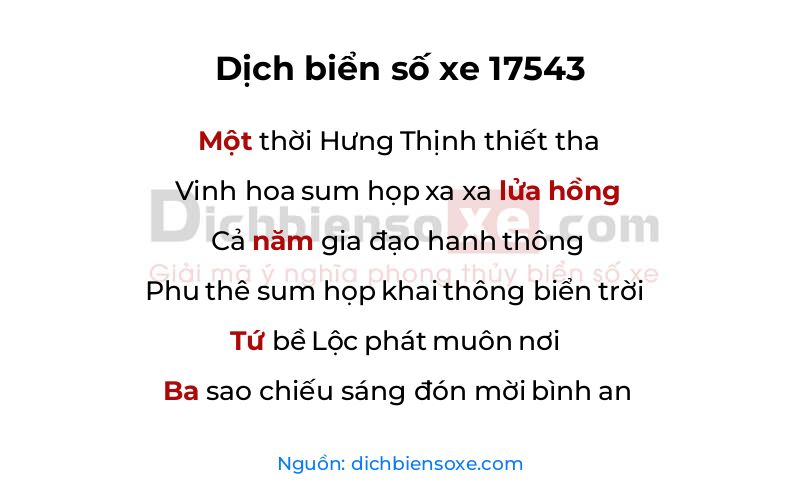 Dịch thơ biển số 17543