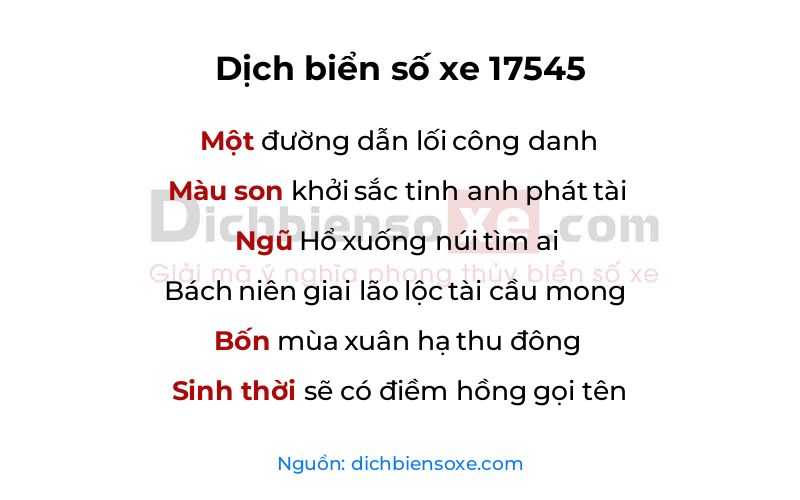 Dịch thơ biển số 17545