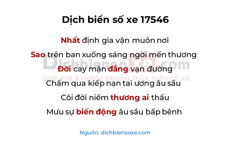 Dịch thơ biển số 17546