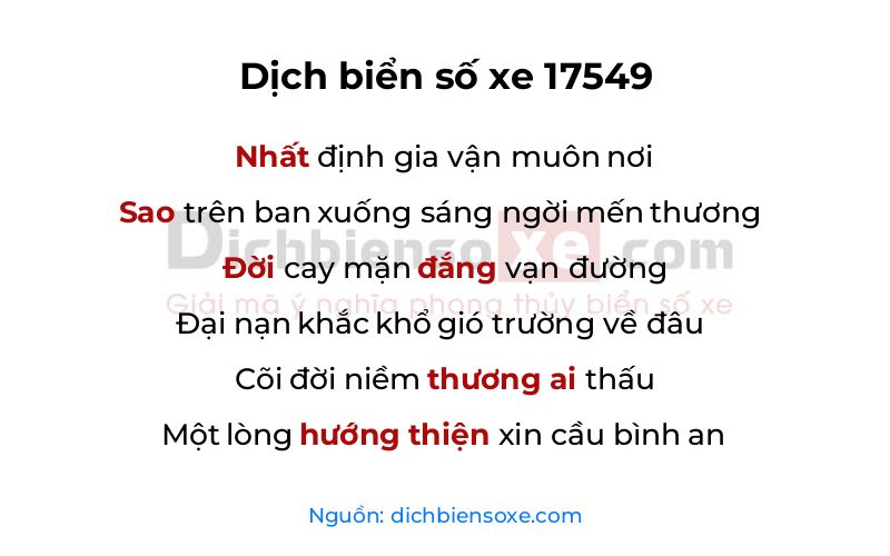 Dịch thơ biển số 17549