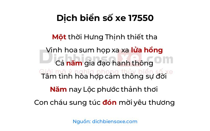 Dịch thơ biển số 17550