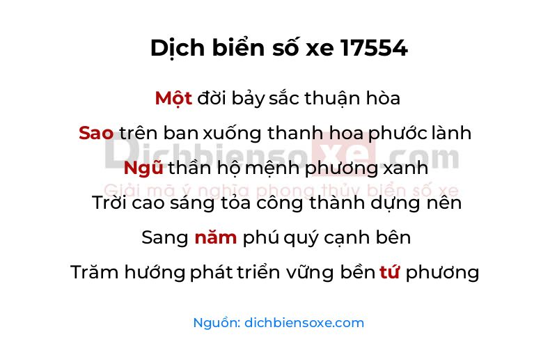 Dịch thơ biển số 17554