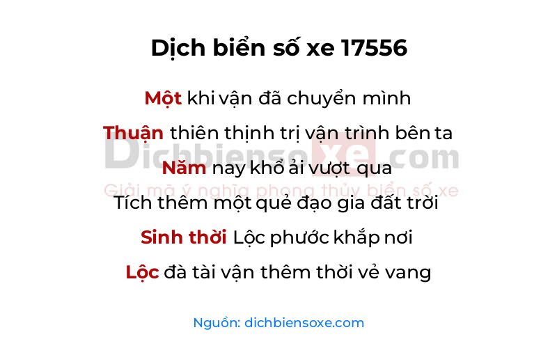 Dịch thơ biển số 17556