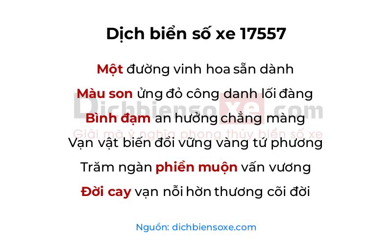 Dịch thơ biển số 17557