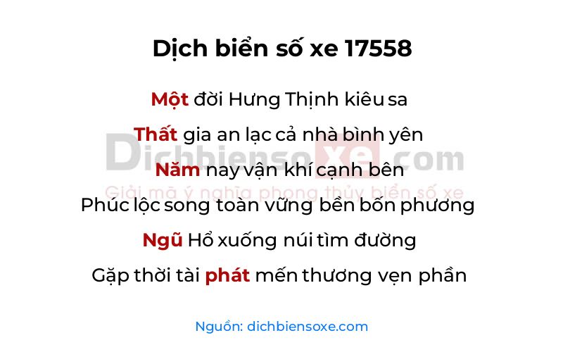 Dịch thơ biển số 17558